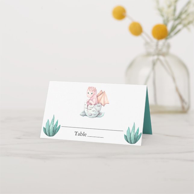 Carte De Placement Cute Dragon Baby Shower & Birthday Table Name  (Devant)