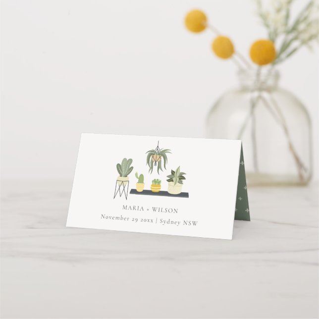 Carte De Placement Cute Elegant Pot Feuilleté Succulent Plante Mariag (Devant)