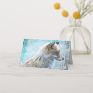 Carte De Placement Cute Furry Fox sur Blue Grunge Arrière - plan