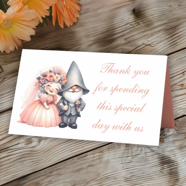 Carte De Placement Cute Garden Gnome Garden Tnank You Mariage (Créateur téléchargé)
