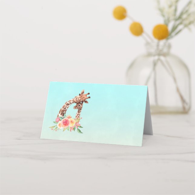 Carte De Placement Cute Giraffe Aquarelle Maman & Bébé (Devant)