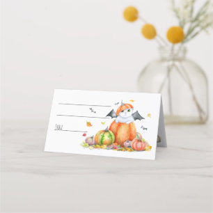 Carte De Placement Cute Halloween Chat en Citrouille