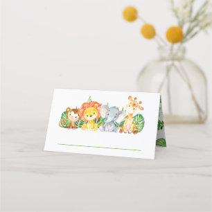 Carte De Placement Cute Jungle Animaux Safari 1er Anniversaire Verdur