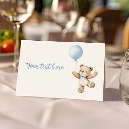 Carte De Placement Cute Teddy Bear Blue Balloon nourriture Tente Plac