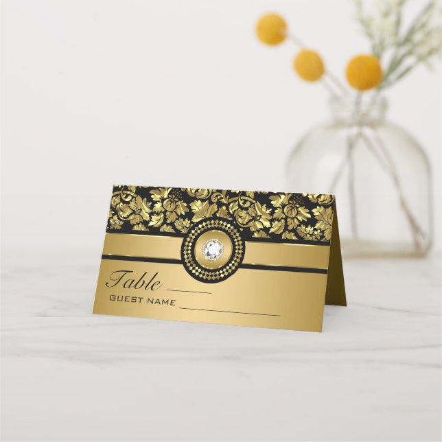 Carte De Placement Damas Et Diamants En Or Métallurgique (Devant)