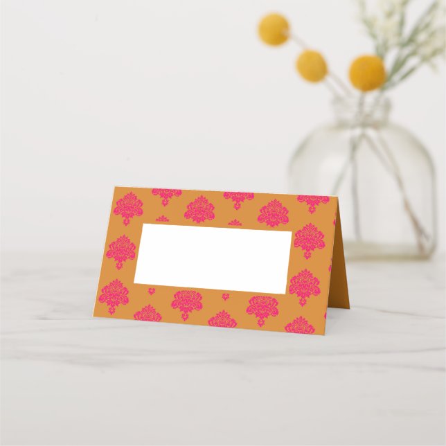 Carte De Placement Damas rose et motif orange (Devant)