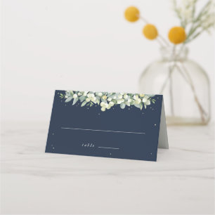 Carte De Placement Dark Navy Snowberry+Eucalyptus Mariage