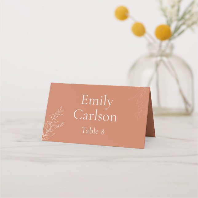 Carte De Placement Dark Terracotta Botanical Wedding Place Card (Dos)