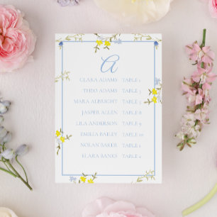 Carte de placement de mariage élégante florale ble