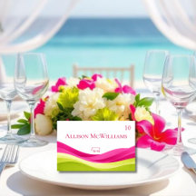 Carte de placement de mariage Fuchsia et vert citr