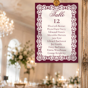 Carte de placement de table de mariage en dentelle