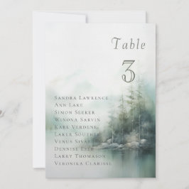 Carte de placement de table de mariage forêt verte