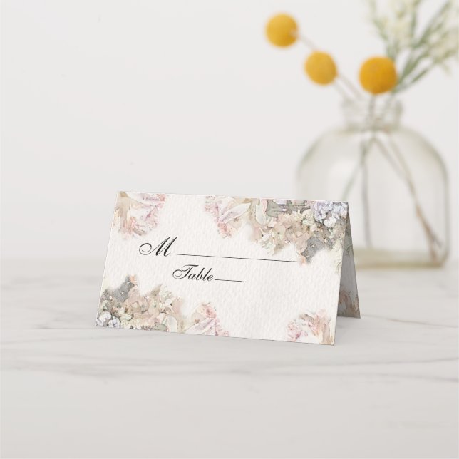 Carte De Placement Délicat Mariage floral aquarelle (Devant)