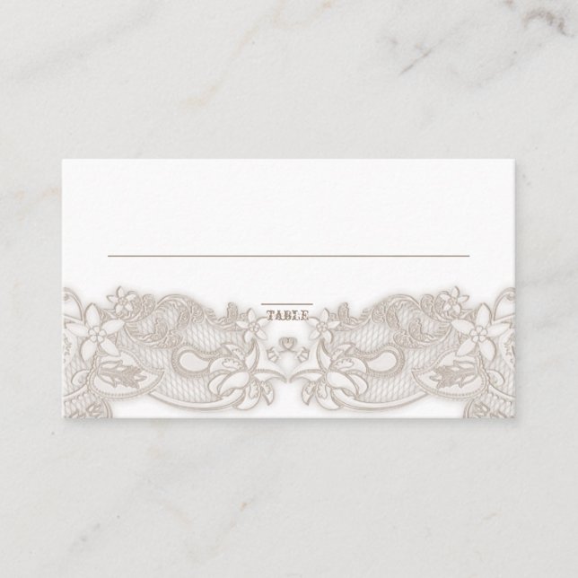 Carte De Placement Dentelle florale victorienne Design blanc (Devant)