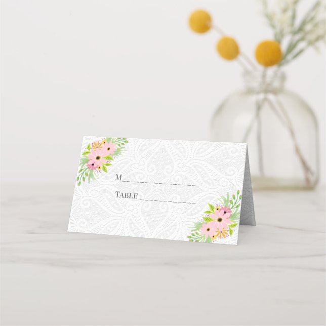Carte De Placement Dentelles Et Fleurs (Devant)
