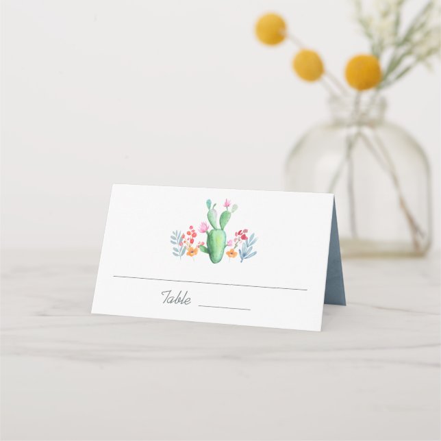 Carte De Placement Desert Dream Cactus Floral Wreath Monogram Mariage (Devant)