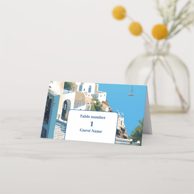 Carte De Placement Destination Grèce Mariage Santorin (Devant)