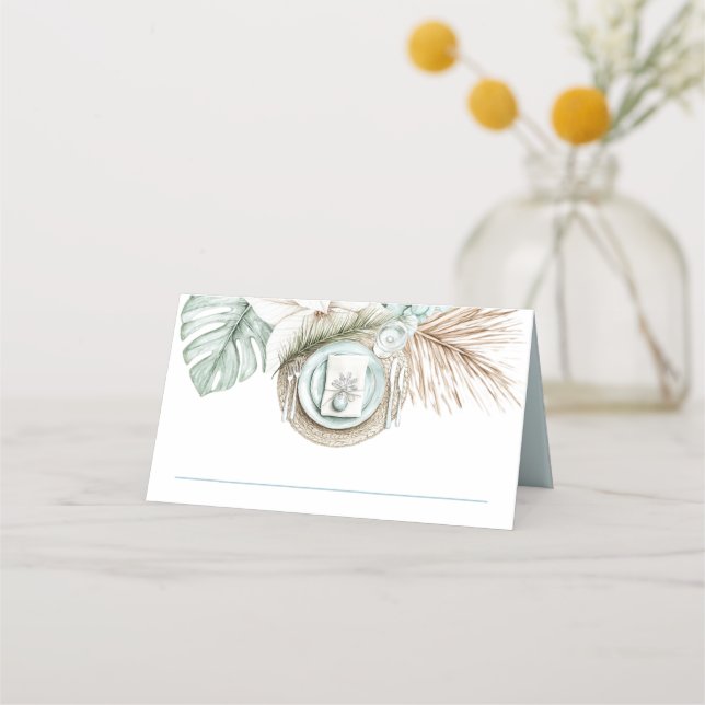 Carte De Placement Destination Plage Mariage Tropical Lieu Cadre (Devant)