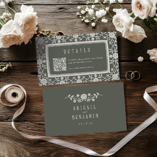 Carte De Placement Détails de mariage en dentelle florale vert sauge