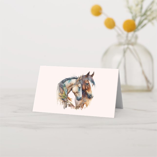 Carte De Placement Deux beaux chevaux Boho occidental (Devant)