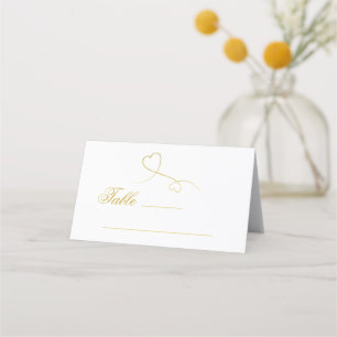 Carte De Placement Deux Coeurs Or Élégants Mariage personnalisé