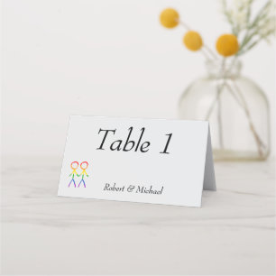 Carte De Placement Deux mariées Rainbow Love