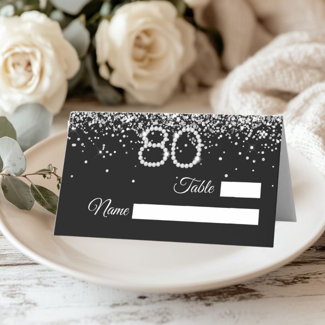Carte De Placement Diamonds 80th Birthday Party Place Card (Diamonds 80th Birthday Place Cards)