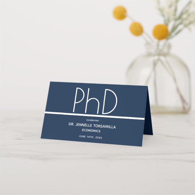 Carte De Placement Doctorat Graduation Party Blue Place Card (Dos)