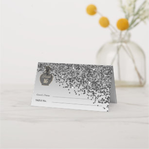 Carte De Placement Douce Fragrance Noir 16 Noir & Paillettes Argentée