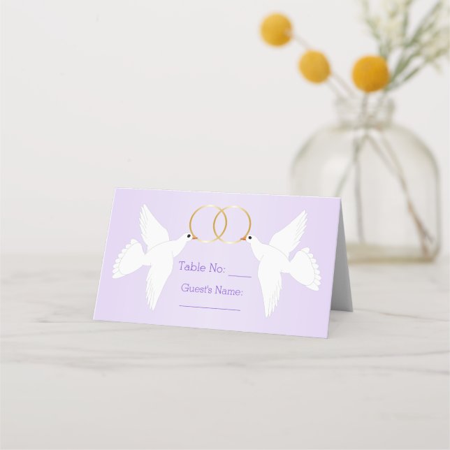 Carte De Placement Doves Design Mariage couleur Lilac (Devant)