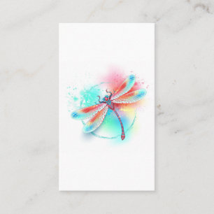 Carte De Placement Dragonfly rouge sur l'arrière - plan aquarelle