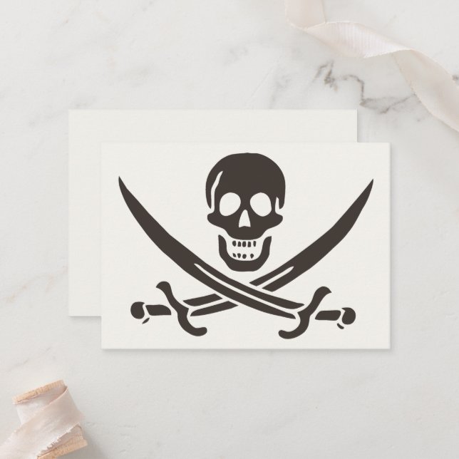 Carte De Placement Drapeau de crâne obsidien Drapeau de pirate Calico (Devant/Arrière en situation)