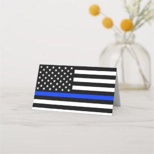 Carte De Placement Drapeau de police de la Ligne Bleue Mince