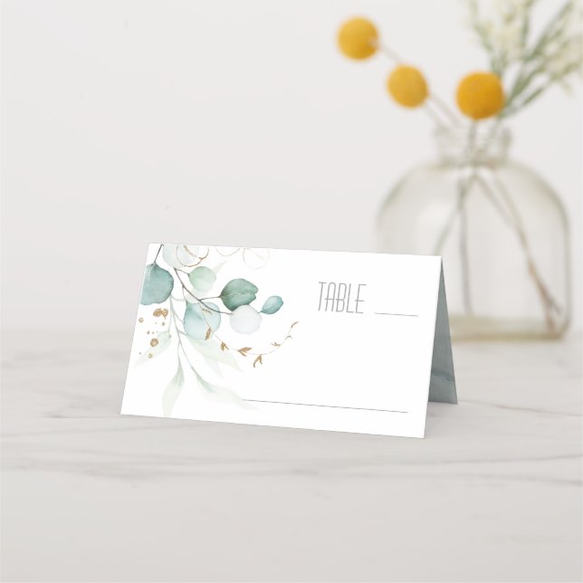 Carte De Placement Dreamy Greenery Mariage Table verte/bleue ID817 (Devant)