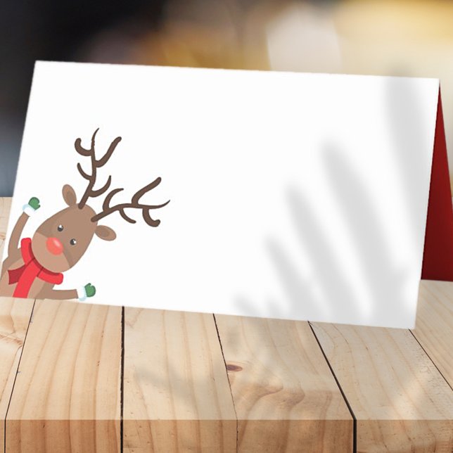 Carte De Placement Drôle Peek-a-Boo Reindeer de Noël | Vacances (Créateur téléchargé)