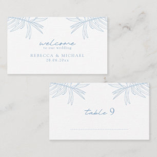 Carte De Placement Dusty Bleu Simple Main Tirée Botanique Plat