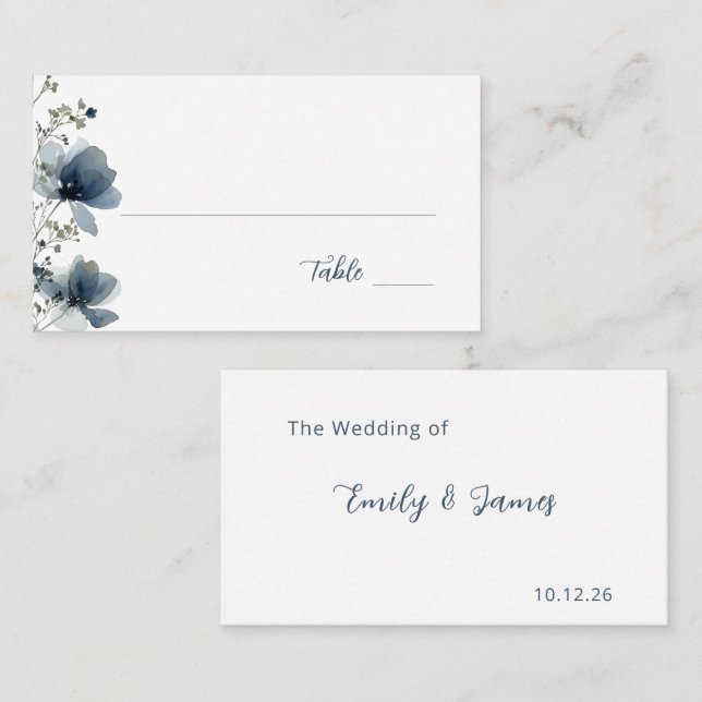 Carte De Placement Dusty Blue Botanical Wedding (Devant / Derrière)
