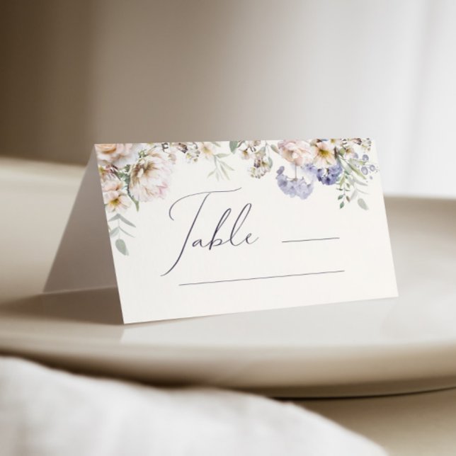 Carte De Placement Dusty Blue Cream Floral Mariage (Créateur téléchargé)