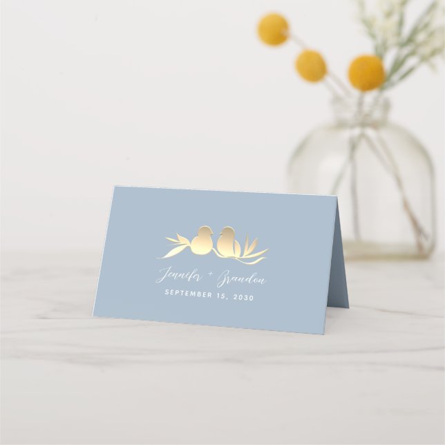Carte De Placement Dusty Blue Lovebirds Mariage (Dos)