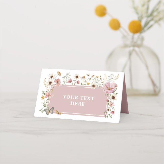 Carte De Placement Dusty Fleur sauvage rose Anniversaire Étiquette al (Devant)