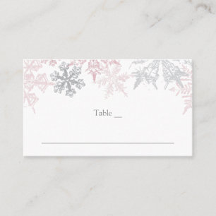 Carte De Placement Dusty Pink & Silver Snowflakes Mariage hivernal