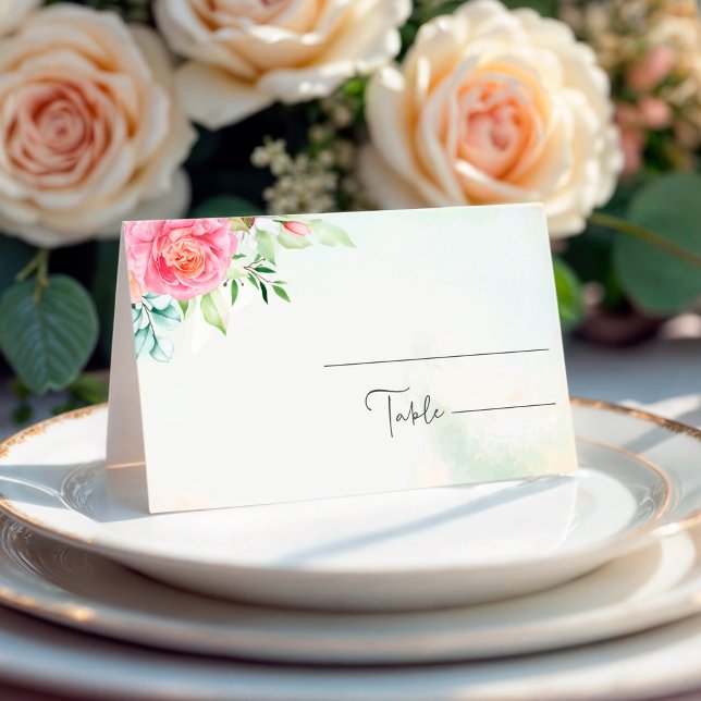 Carte De Placement Dusty Rose Floral Boho Mariage Place Card (Créateur téléchargé)