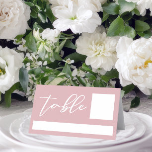 Carte De Placement Dusty Rose Pink Typographie Mariage romantique