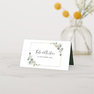 Carte De Placement Eau-couleur eucalyptus verdure table mariage