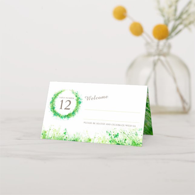 Carte De Placement Eau verte herbe mariage carte place (Devant)