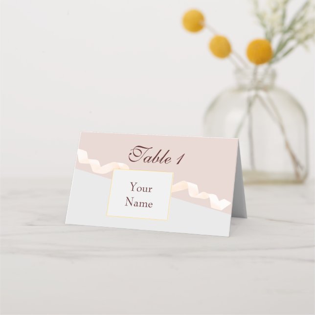 Carte De Placement Effets doux violet et gris avec ruban place c (Devant)