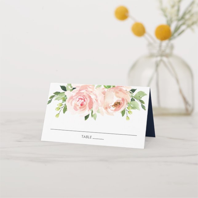 Carte De Placement Elégant Aquarelle Blush Floral Mariage (Devant)