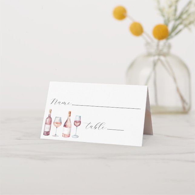 Carte De Placement Elégant Aquarelle Bouteilles de vin Vino (Devant)