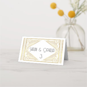 Carte De Placement Elégant Art déco Gold Folded Place Card