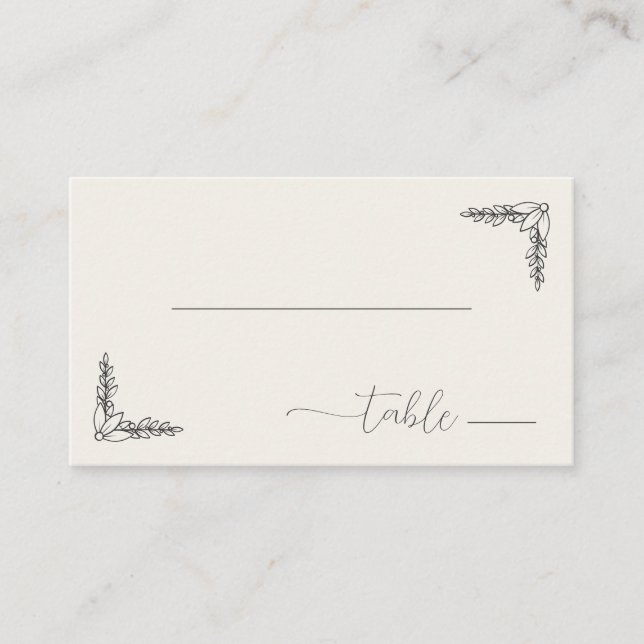 Carte De Placement Elegant Black Calligraphy With Floral (Devant)